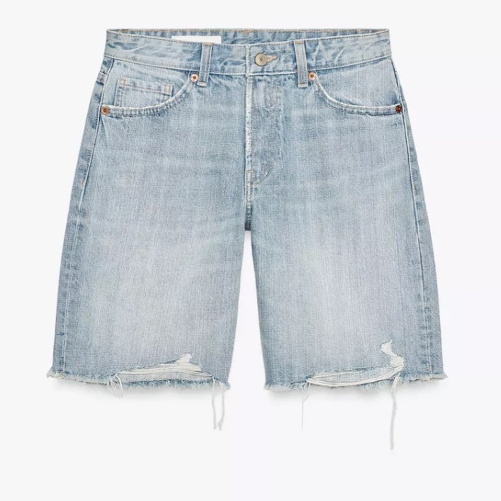 Zara TRF MID-WAIST DENIM BERMUDA SHORTS - Picture 2 of 7